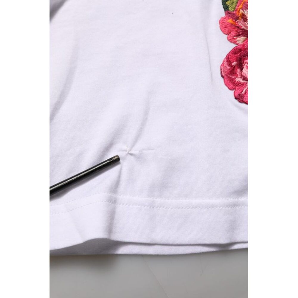 Dolce & Gabbana White DG Floral Cotton Jersey Crop Women's T-shirt